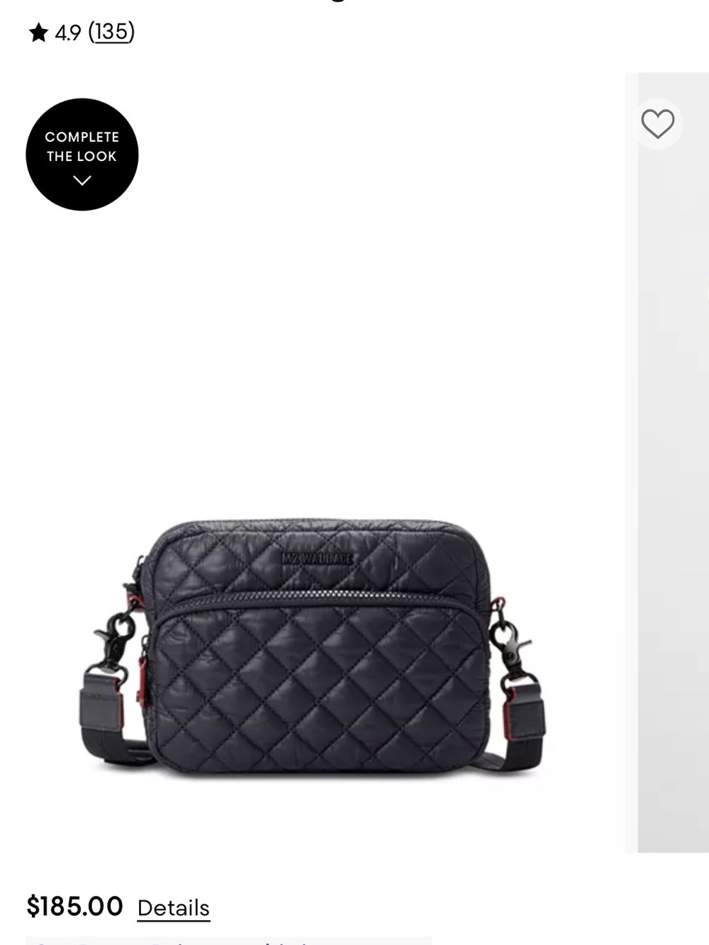 MZ Wallace Small Metro Quilted Nylon Camera Bag in Black with leather Trim
